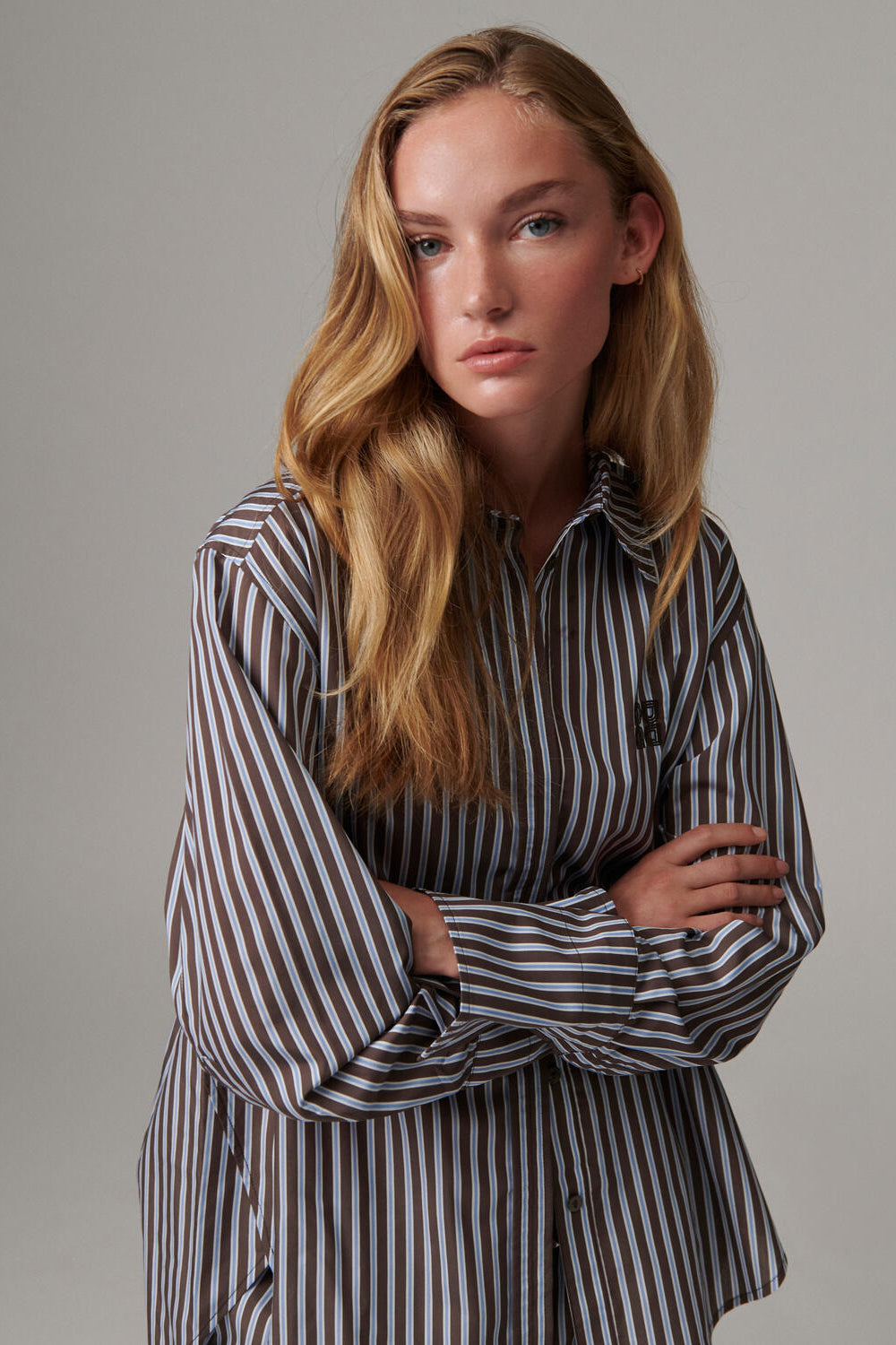Zoe - Ligne skjorte – Brown Stripe